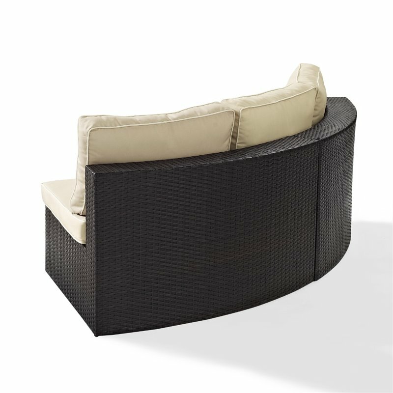 Pemberly Row Wicker Patio Round Sectional Sofa with Sand Cushions eBay