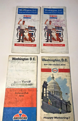 Vintage Washington D.C. Road Map Lot of 4 City Street Maps Gas Station 70s Oil