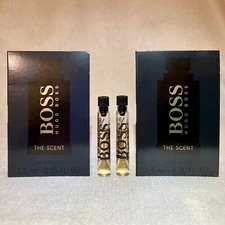 2x Hugo Boss The Scent Eau de Toilette EDT Sample Vials .05oz, 1.5ml New in Card