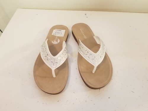 Andiamo Arascal Flipflops 7.5W Brown White Sequin Thongs SlipOn Flats SlipResist