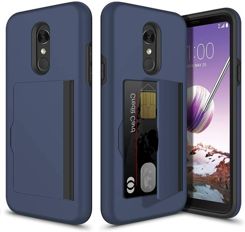 For Motorola Moto E7 /E 2020 Credit Card Wallet Slot Case Rubber Hybrid Cover - Picture 19 of 33