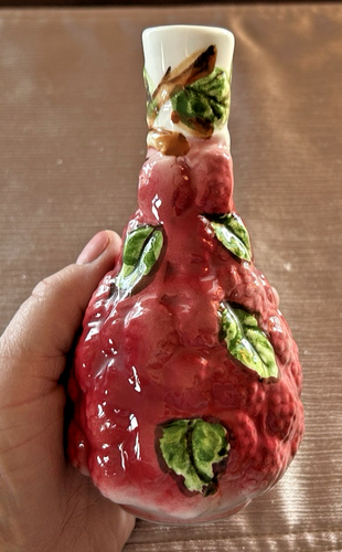Vintage Majolica Raspberry Figural Textured Vase 6" Italy - Picture 2 of 7