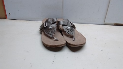 Earth Origins Gold Leather Flip Flop Adjustable Thong Sandal Women Shoes 7.5M 38 - Picture 2 of 6