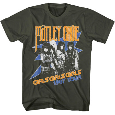 Motley Crue Girls 1987 Tour Men's T Shirt Album Cover Rock Band