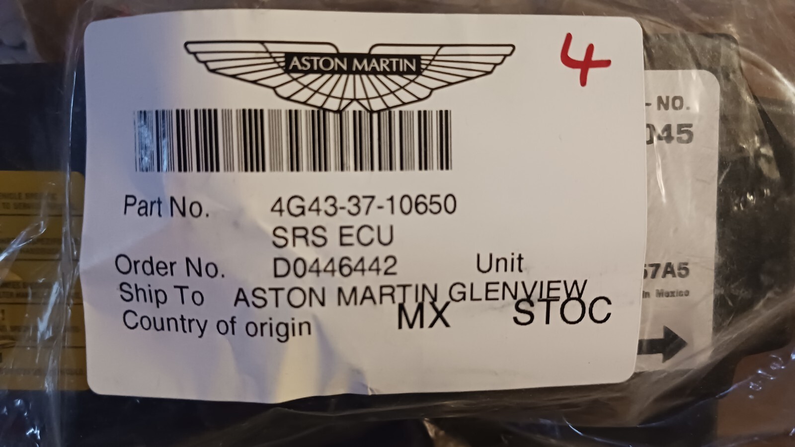 Aston Martin SRS ECU - 4G433710650