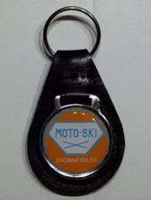 Reproduction Moto-Ski Cross Ski Snowmobile Medallion Leather Keychain (067)