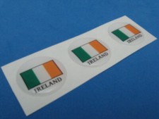 IRELAND FLAG LOGO DOMED DECAL EMBLEM STICKER SET OF THREE 158