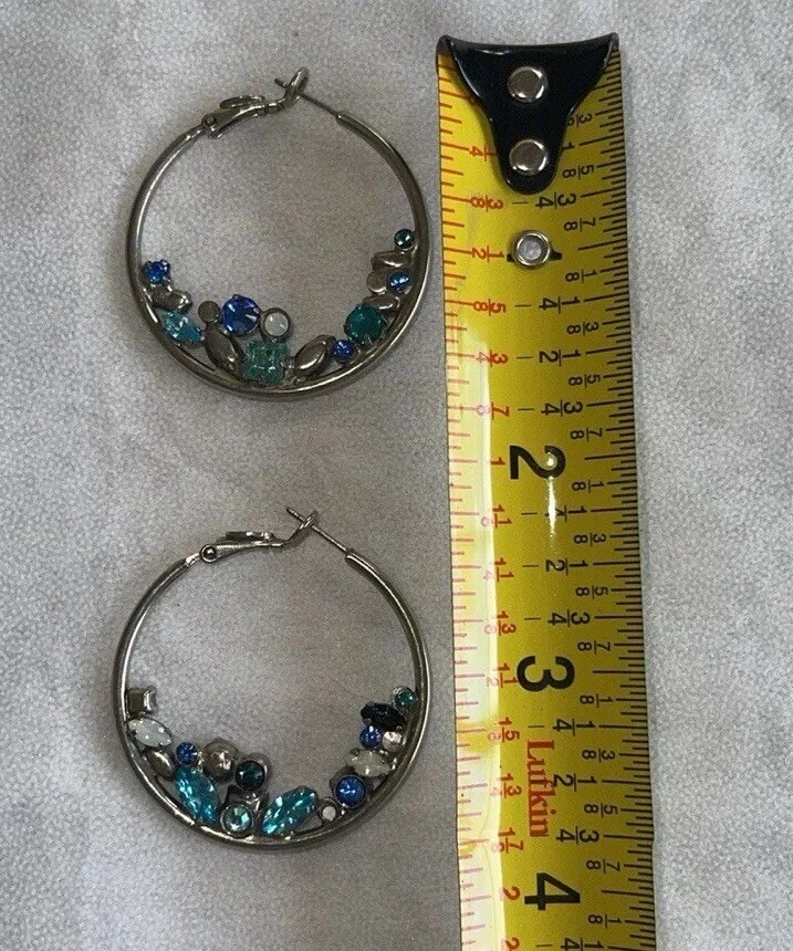 Электрические синие ограненные камни и серебряные серьги-кольца Sorrelli СНЯТЫ С ПРОИЗВОДСТВА  - Изображение 4 из 4