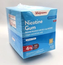 WALGREENS NICOTINE GUM-4MG ORIGINAL SQUARE 300PC-HUGE BOX 4 MG FRESH  Exp 2027