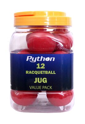 Python Red Racquetballs (Value Pack - 12 Ball Jug/Lightning Fast!)