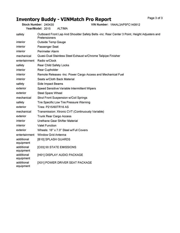 Used Speedometer Gauge fits: 2015 Nissan Altima cluster 2.5L 4 cylinder MPH Grad - Изображение 4 из 4