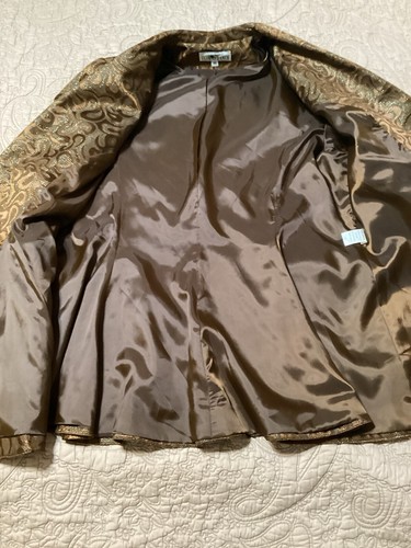Club France VTG Jacket Blazer Designer Size 16 Metallic Lined Elegant Bronze USA - Picture 9 of 14