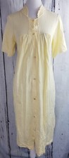 Vintage Nancy King Lingerie Nightgown Sleepwear Button ShortSleeve Yellow S 3369