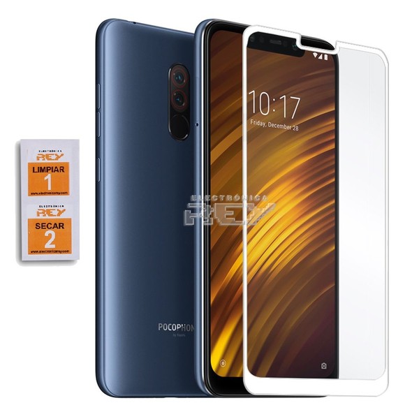 Cristal Templado Completo 3D para XIAOMI POCOPHONE F1 CURVO Blanco p1043 vr