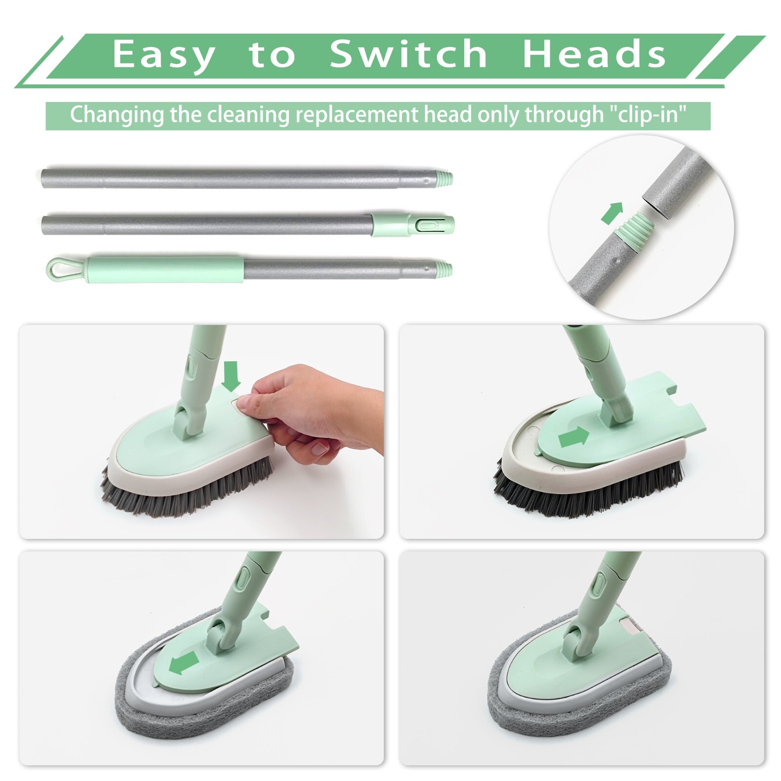 Tile and Tub Brush Long Handled Floor Scrubbing Brush Shower Cleaning Brush | eBay