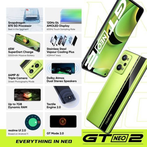 realme GT NEO 2 5G RMX3370 8GB RAM 128GB STORAGE Android 11 Global Version-GREEN - Picture 2 of 8