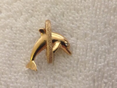 14K WYLAND DELFIN DIAMANT AUGE CREOLEN ANHÄNGER 