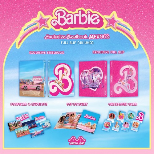Barbie 4K UHD Blu-Ray Steelbook Mantalab Full Slip Version - Picture 2 of 14