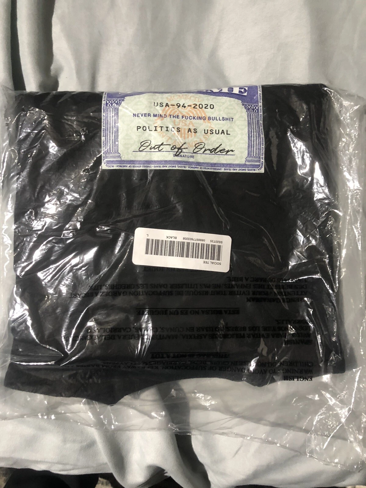 Tee shirt noir Supreme Social taille L SS20 SS20T35 neuf
