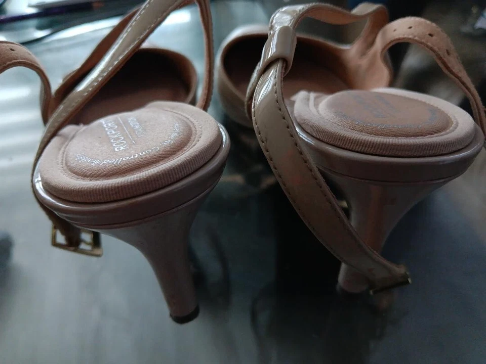 Sandalias Rockport Beige Metálicas Charol y Cuero Genuino, Mujer, US 7.5 Foto 3 de 4