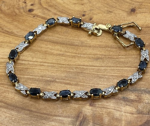 Designer FAS Gold Vermeil Sterling Silver Sapphires Tennis Bracelet