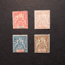 COL. FRANCESI COTE-D' IVOIRE 1900 ORDINARIA , SERIE DI 4 VAL. LINGUELLATI MH*