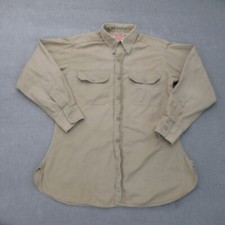 Vintage US Army Shirt Mens Large Brown Sateen Button Up 1950s Korean War Era 