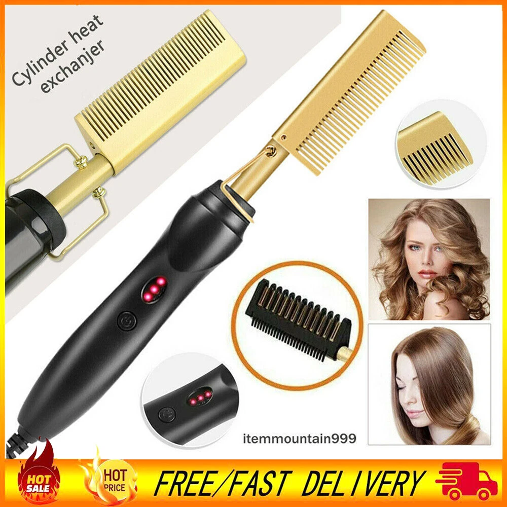 Hair Straightener Flat Iron Straightening Brush Hot Heating Comb