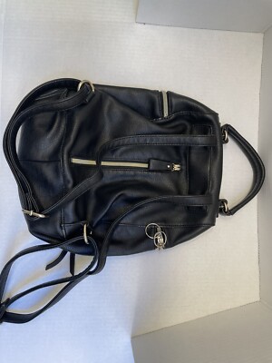 Cute Black Faux Leather Mini Backpack Silk Paisley Lined | eBay display picture 2