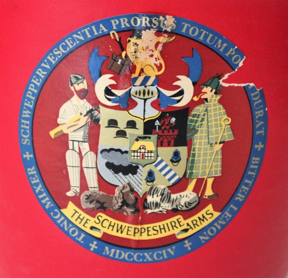 Vintage - Schweppeshire Arms - Red/Gold Ice Bucket Cooler Schweppes Collectible - Image 2 of 4