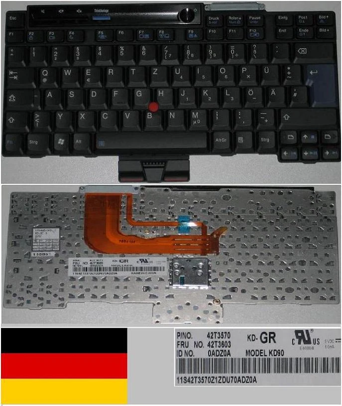 Clavier QWERTZ Allemand pour LENOVO ThinkPad X250/X260