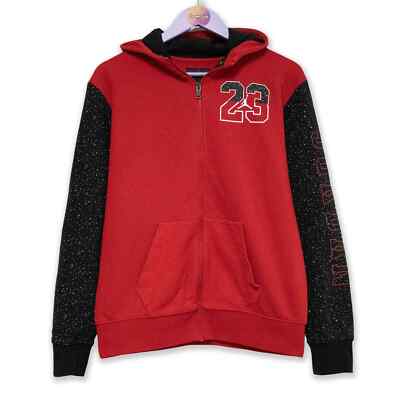 Jordan Sweatshirt rot-schwarz mit Kapuze und Reißverschluss - Größe M 175 Herren