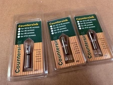 Lot of 3 Countersink Drill Bit HSS Pilot Screw Holes for Wood Screws #4 5 6 10