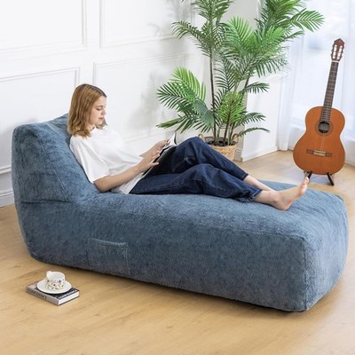 Giant Bean Bag Chair Adults 59''x34'' Big Faux Fur Plush Bean Bag Lounger Large