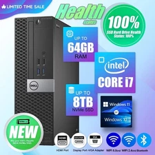 DELL Desktop Computer PC i7,up to 64GB RAM, 8TB m.2 SSD,  Windows 11 or 10, WiFi