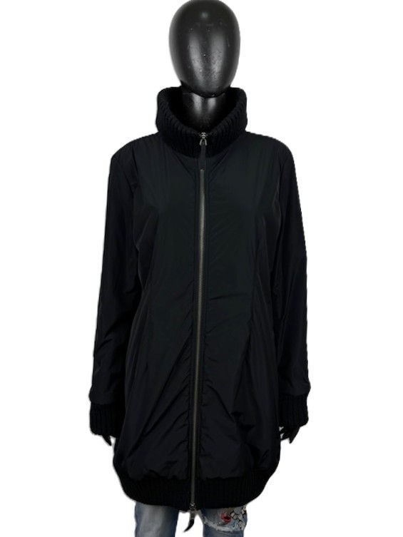 RED Valentino Cappotto Donna Taglia 48 Nero Imbottito Misto Lana Collo Alto