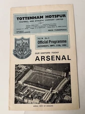 Tottenham Hotspur v Arsenal Programme 11 September 1965 | 1965/66 Season Spurs