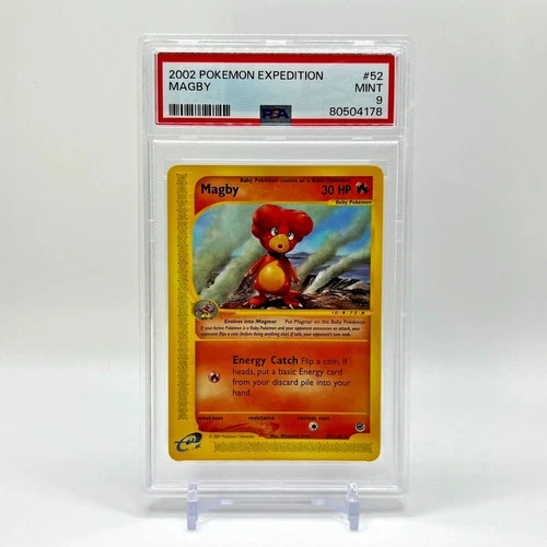 PSA 9 Magby 52/165 Non - Holo Expedition 2002 Pokemon MINT Pop 27