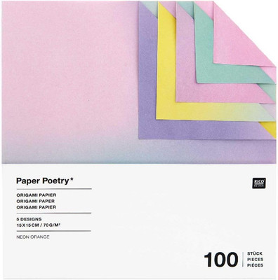 Rico Design Faltblätter ''Farbverlauf'' 15x15 cm, 100 Blatt, Faltpapier für Origam