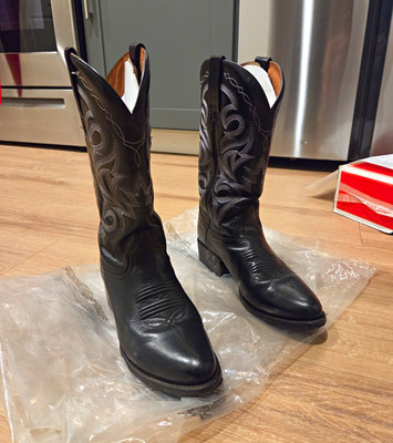 Dan Post Milwaukee Black Leather Western Cowboy Boots 7.5D