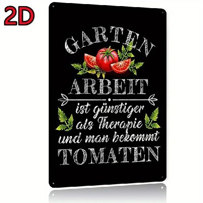 Blechschild Garten Gartenarbeit Therapie Tomaten Vintage Metallschild TEL2437
