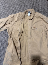 Carhartt Mens Medium Tan Cotton Twill Long Sleeve Button Down Work Shirt