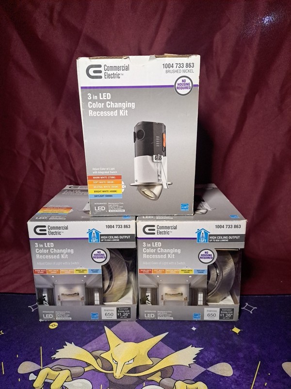 Commercial Electric 3in LED Color Changing Recessed Kit (lot of 3) New