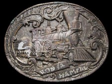 IF25158 VINTAGE 1970s  STEAM LOCOMOTIVE  TRAIN RAILROAD BUCKLE