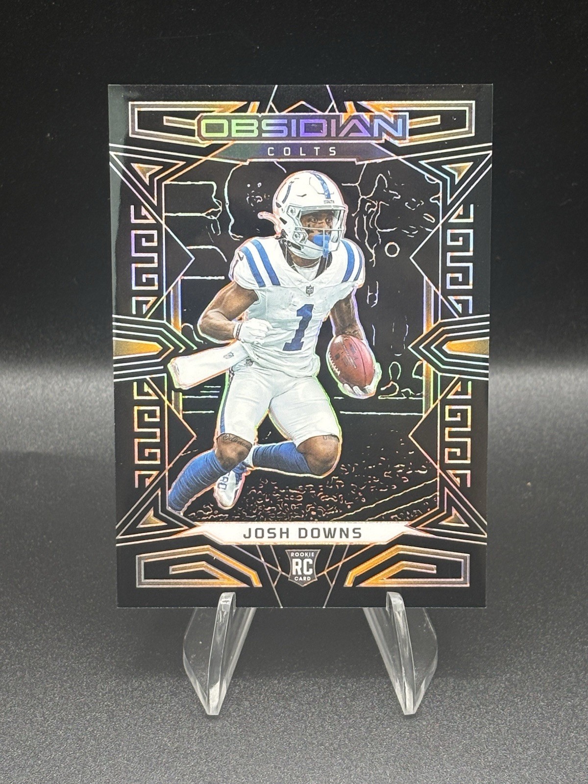 2023 Panini Obsidian Josh Downs #145 Electric Orange Etch Rookie Card /49 Colts