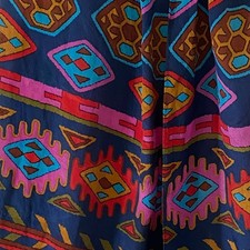 Vintage Echo Silk Scarf Bright Geometric Print Rectangle 10x52 for Head or Neck