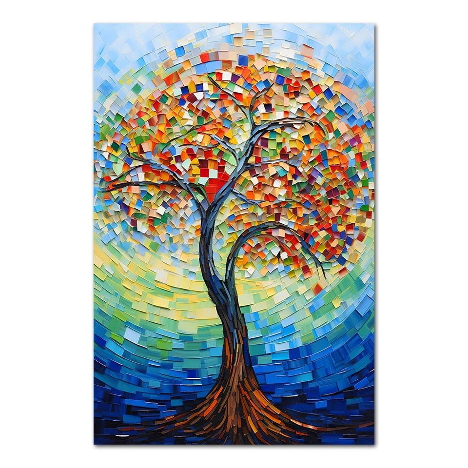 Creative Colorful Tree of Life Canvas Painting Wall Art Home Decor Poster Print - Image 4 of 4
