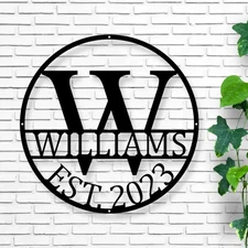 Personalized Family Name Metal Sign, Custom Name Decor, Monogram Wall Art