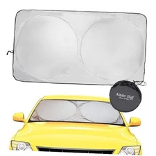 kinder Fluff Patented Windshield Sunshade | Reflective & Foldable Windshield 