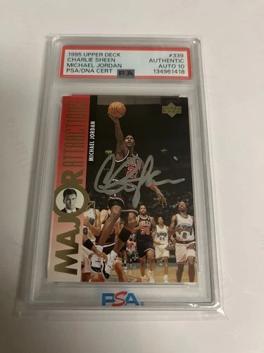 Autographed Charlie Sheen 1995 UD Michael Jordan Card PSA 10 Signed Auto Sheen